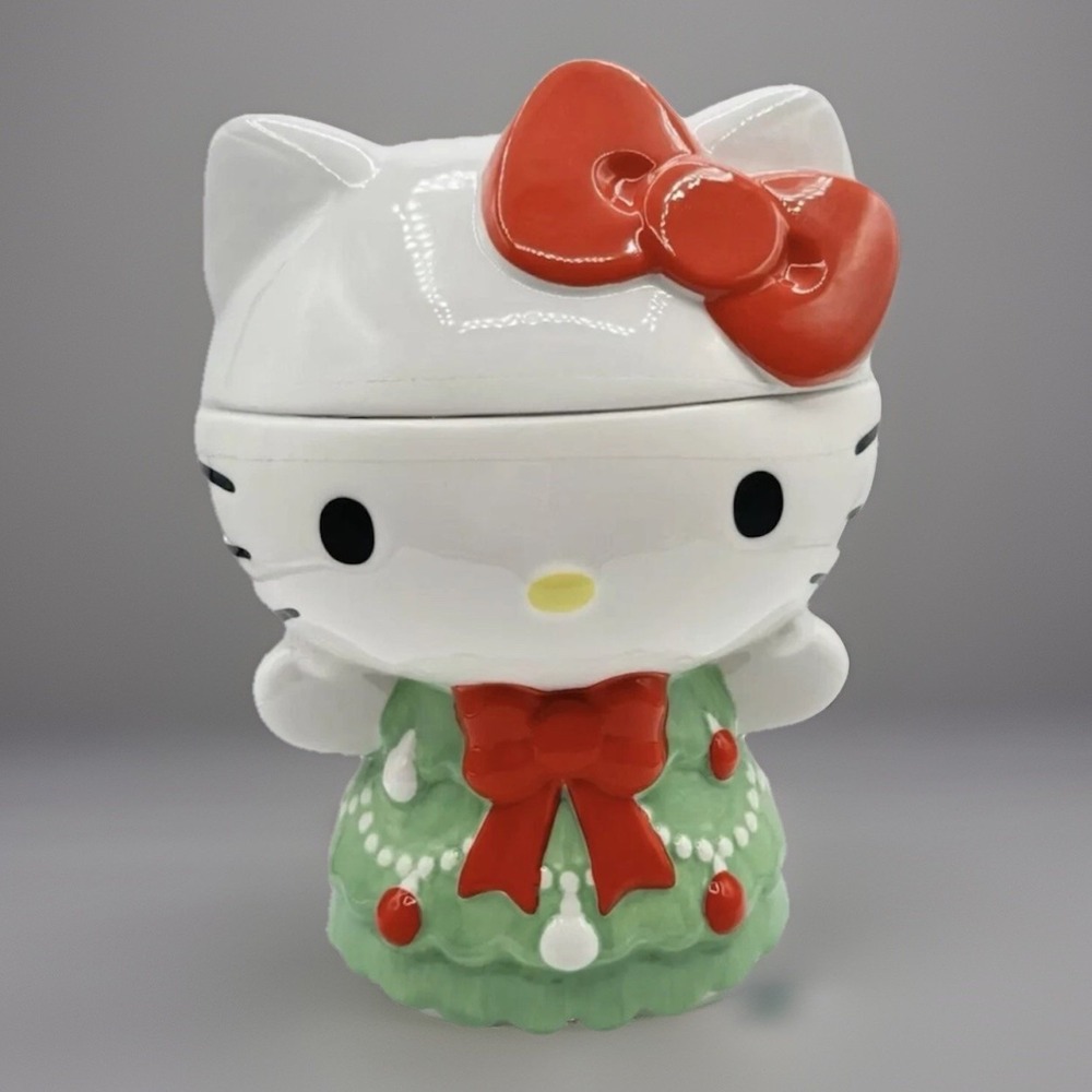 Hello Kitty Sanrio Christmas 2024 Tree Dress Ceramic Cookie Jar/Canister NEW